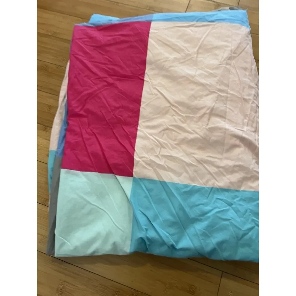 Ikea BRUNKRISSLA Oversized Queen Duvet Cover Cotton Checked Color Block